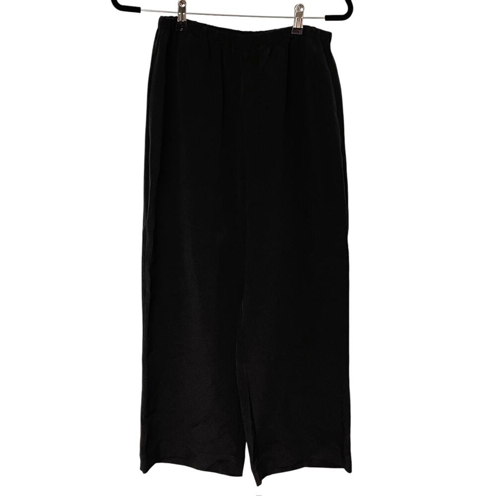 Mary Deangelis Black Silk Wide Leg Pants S Made in England